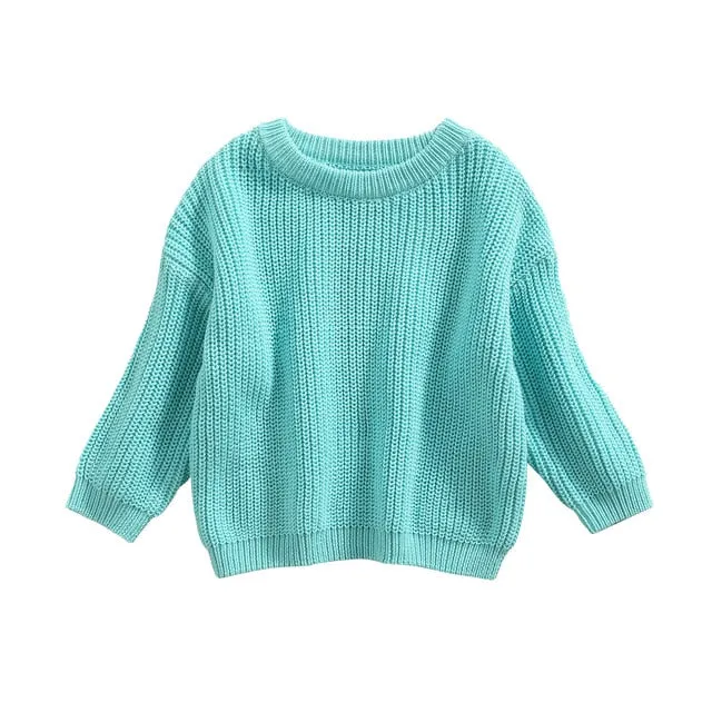 Juno - Baby & Toddler Chunky Knit Sweater , Aqua Blue