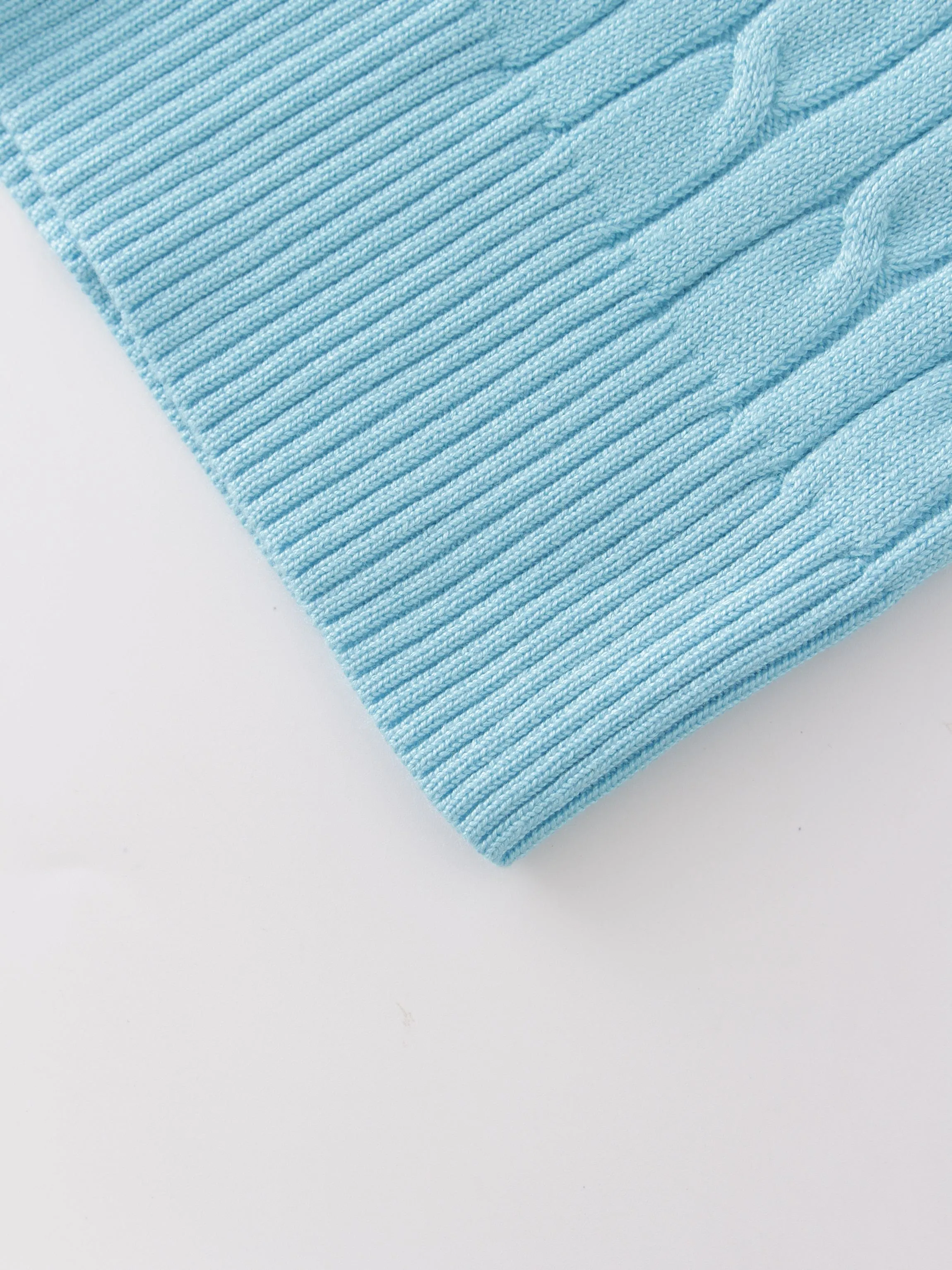 Knit Cable Sweater-Aqua Blue