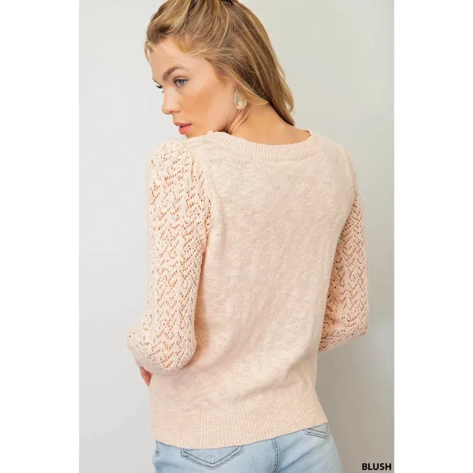 Kori Blush Detailed Sleeve Sweater