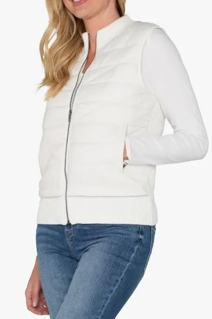 LA Sleeveless Quilted Vest-Porcelain