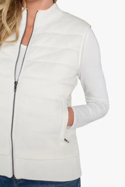 LA Sleeveless Quilted Vest-Porcelain