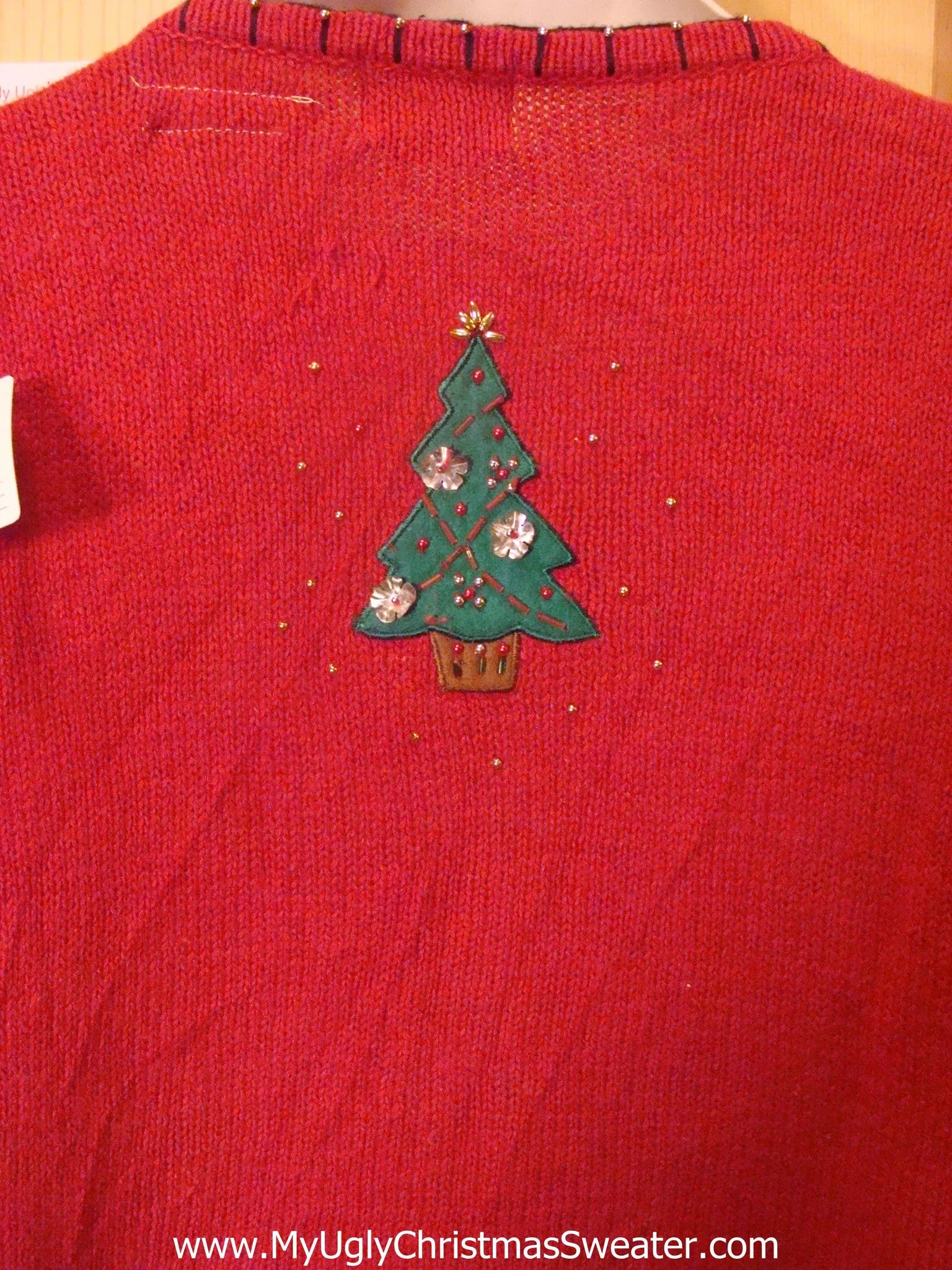 Light Up Ugly Xmas Sweater Vest with Bling Trees