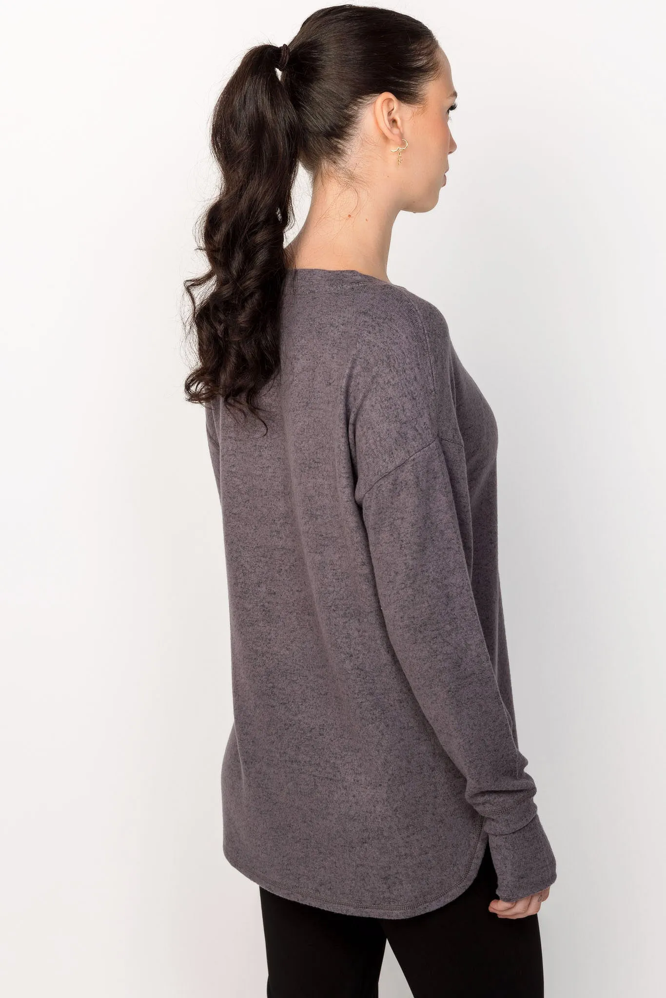 Long Sleeve Crew-Neck Supersoft Sweater with Thumbholes