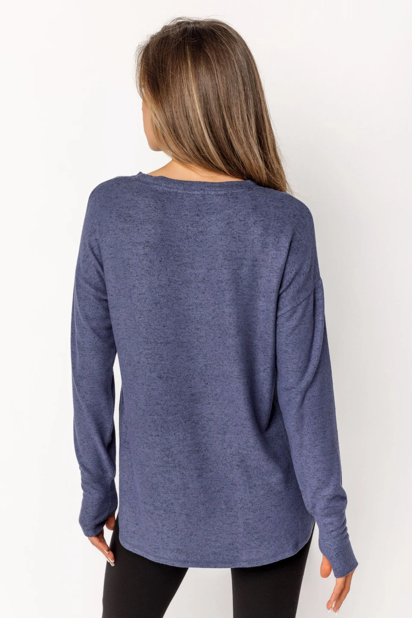 Long Sleeve Crew-Neck Supersoft Sweater with Thumbholes