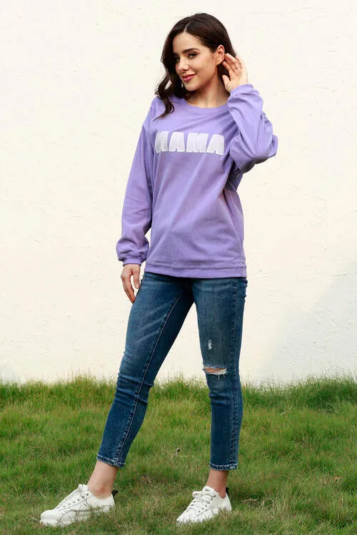 MAMA Round Neck Drop Shoulder Sweatshirt