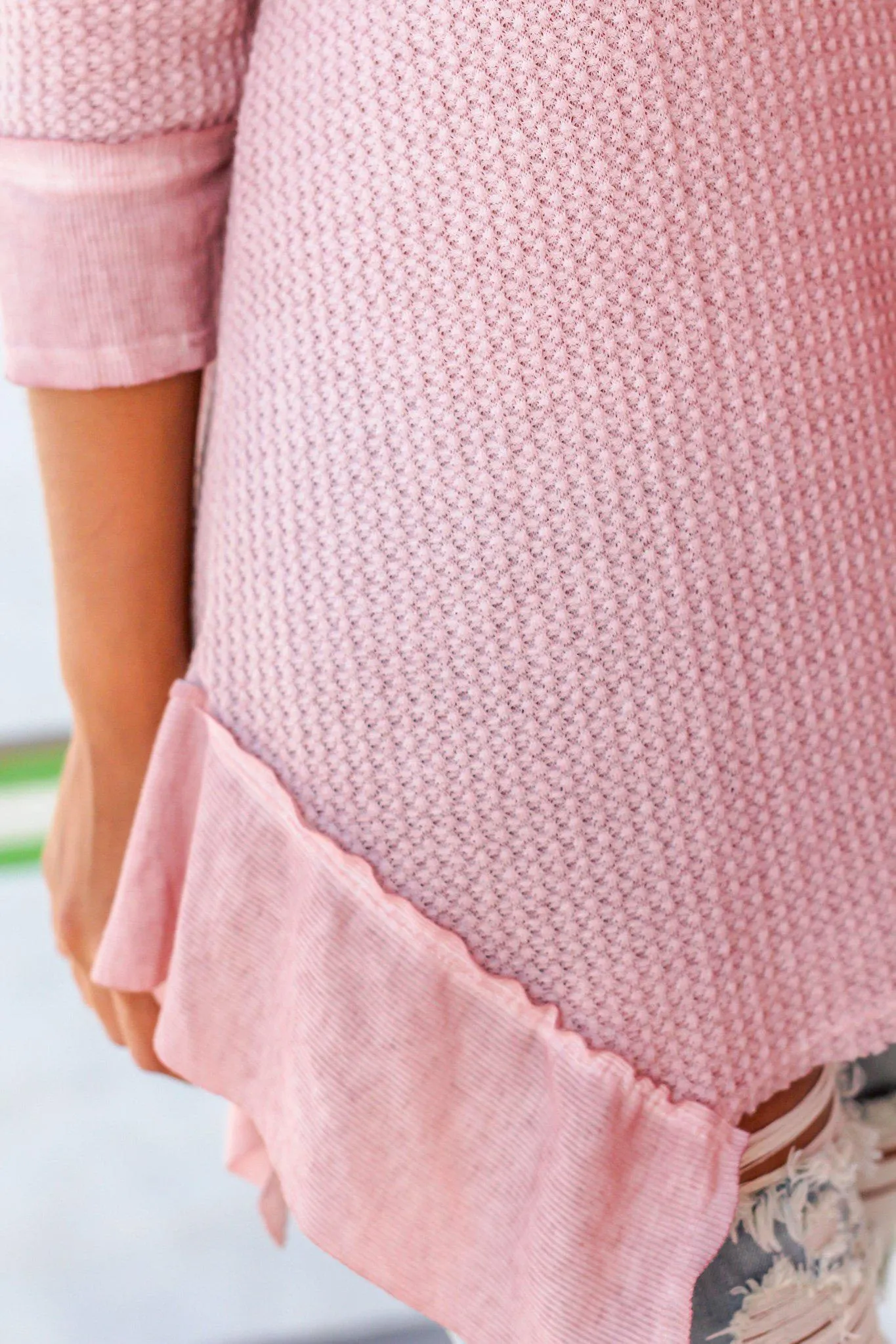 Mauve Knit Tunic with Cut Outs