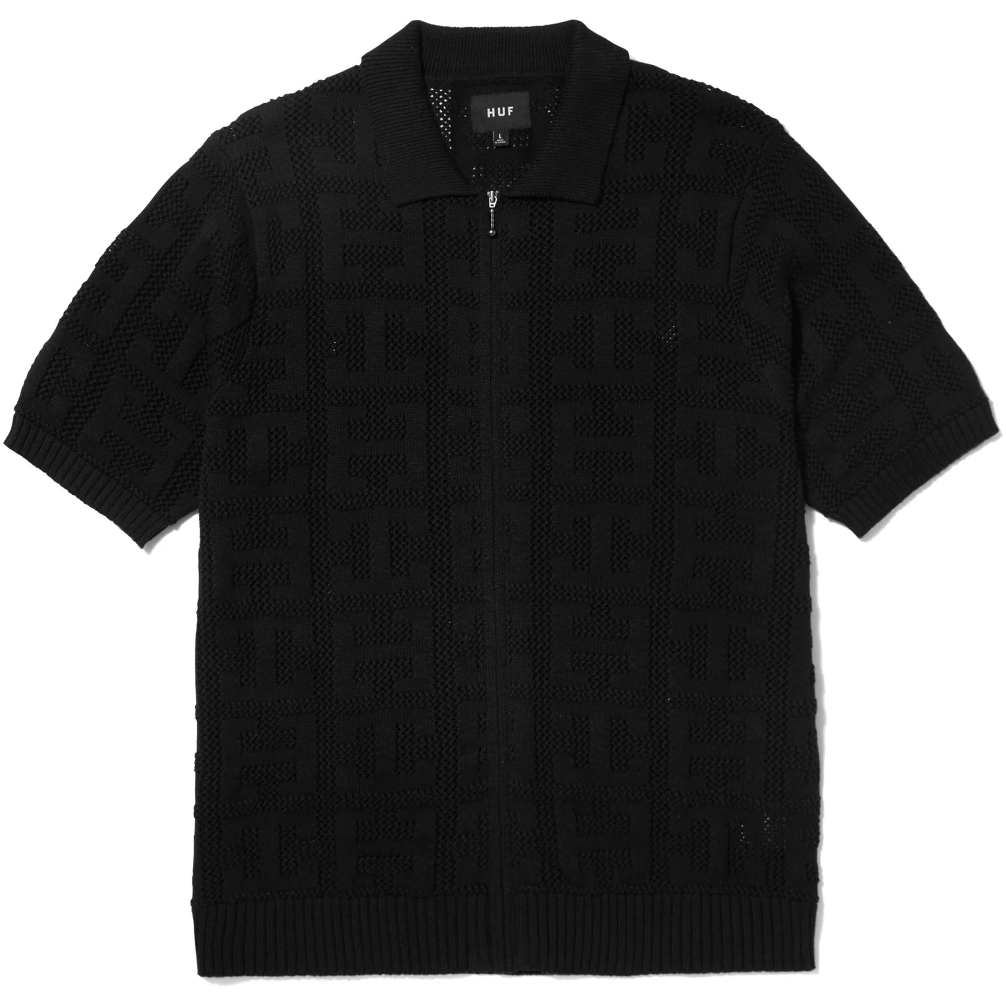 Monogram Jacquard Zip Sweater (BLACK)