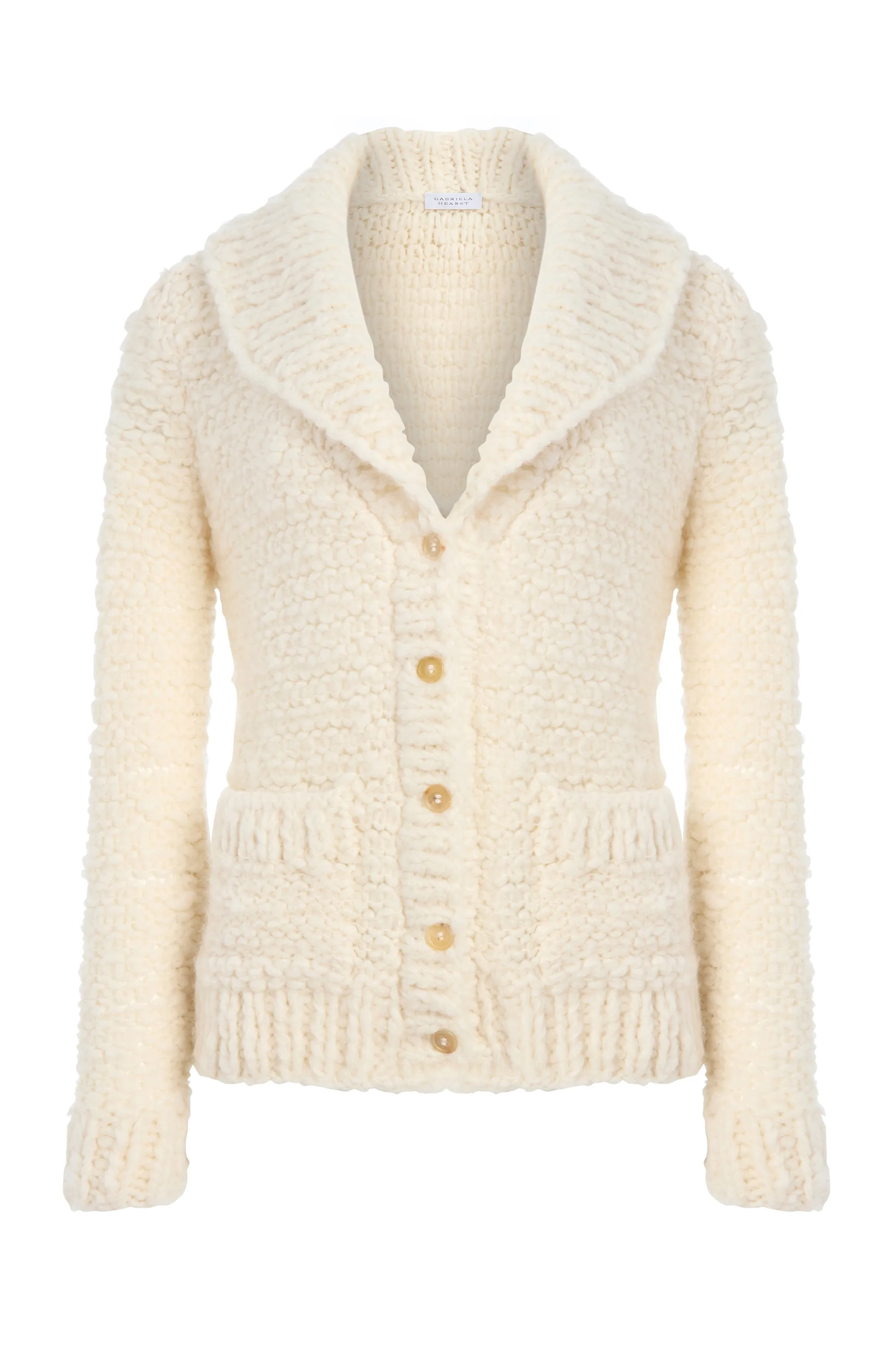 Moses Knit Cardigan in Ivory Welfat Cashmere