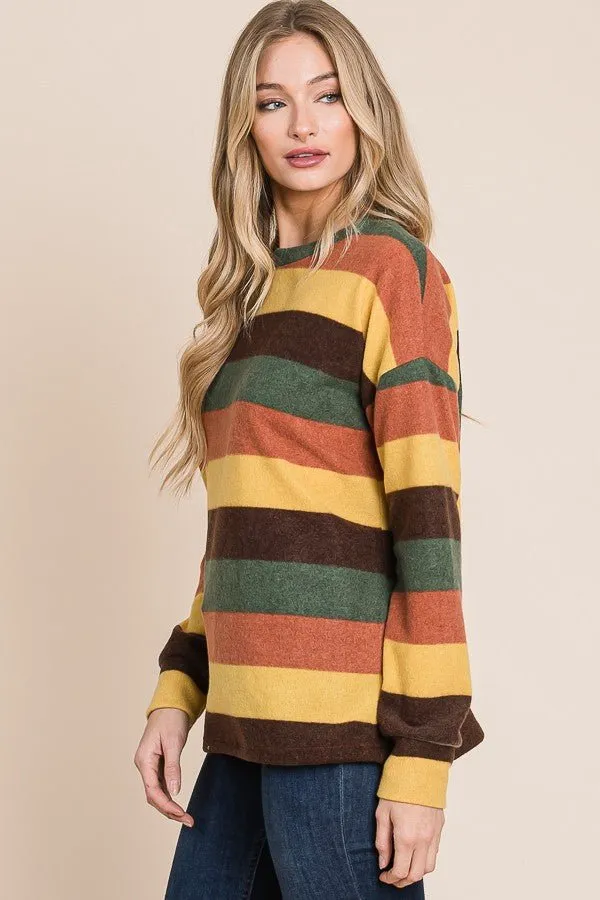 Multi-color Stripes Knit Sweater Top*