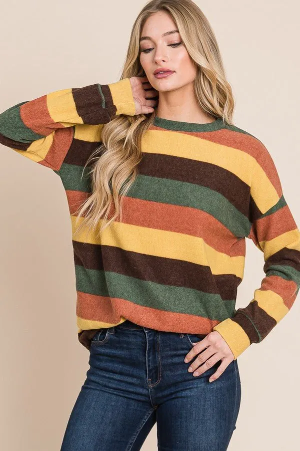 Multi-color Stripes Knit Sweater Top*