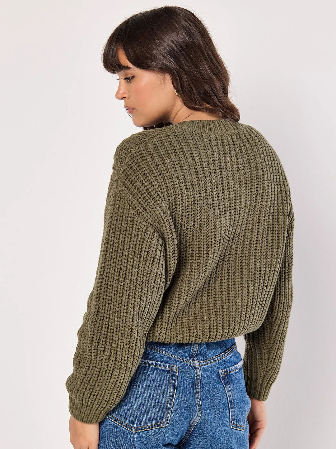 Olive Cable Knit Sweater