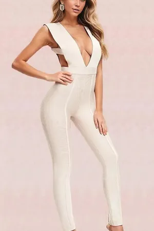 Pia Bandage Pants Jumpsuit - Cream