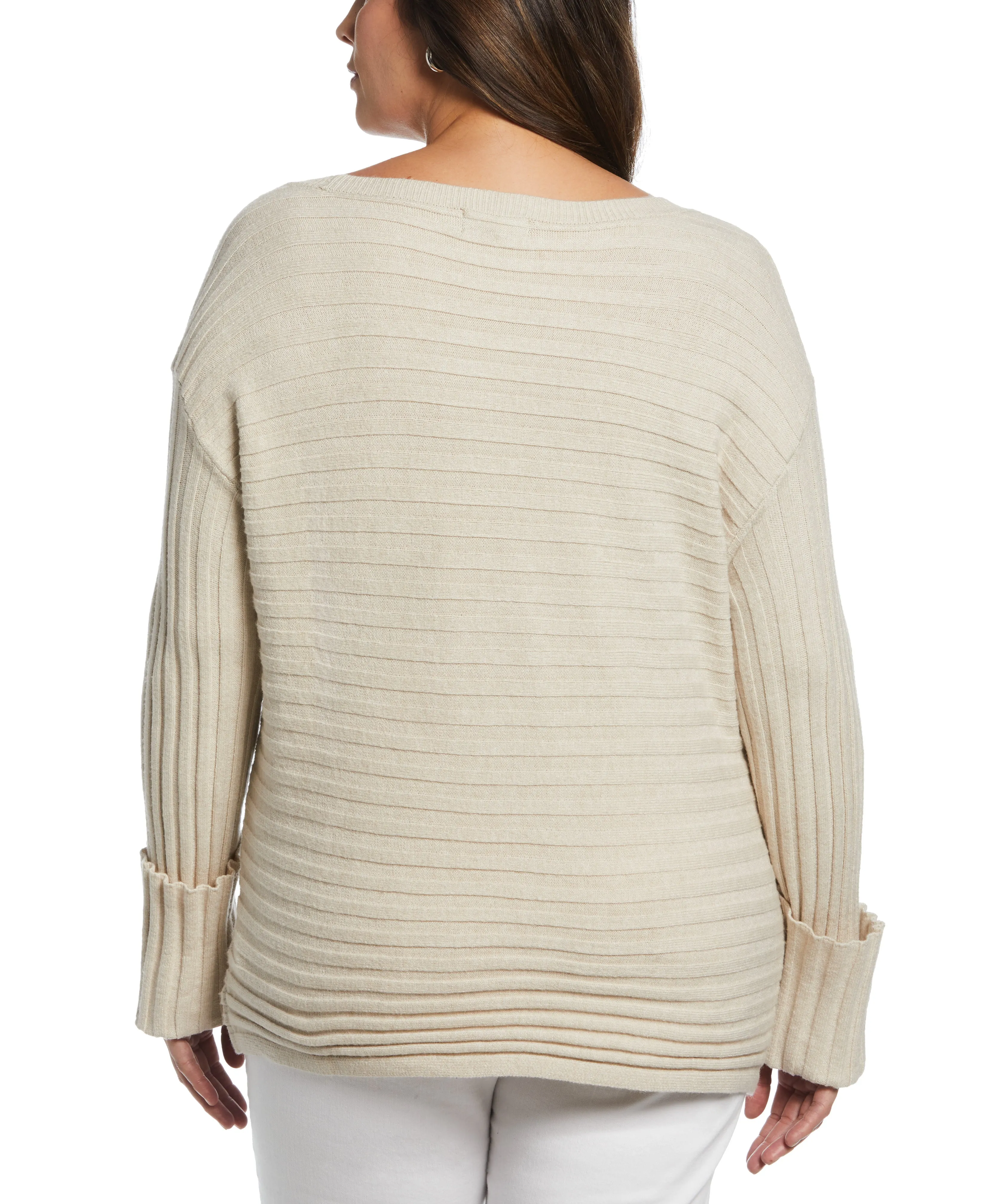 Plus Size Ribbed Sweater with Button Detail