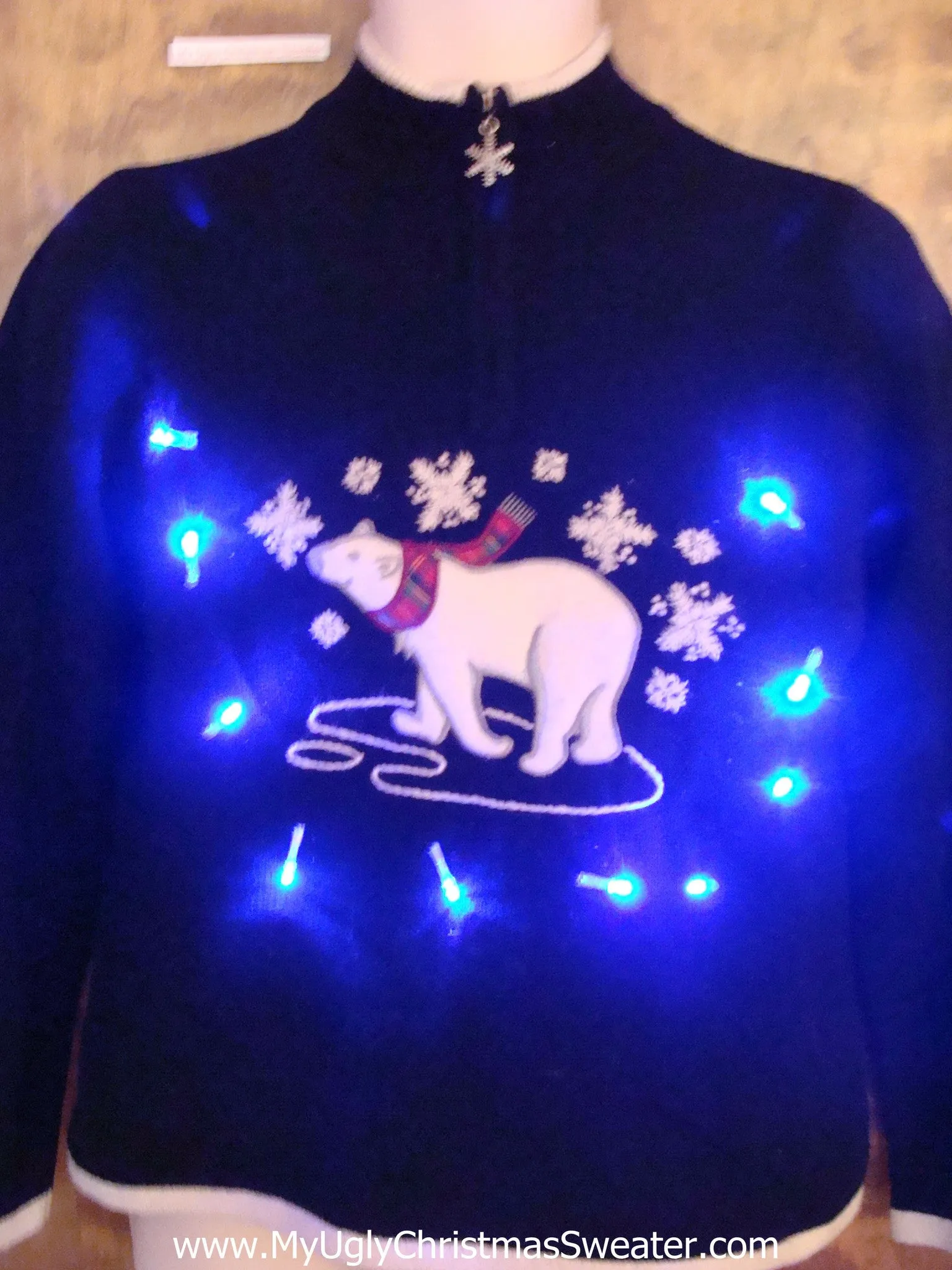 Polar Bear in the Snow Light Up Ugly Xmas Sweater