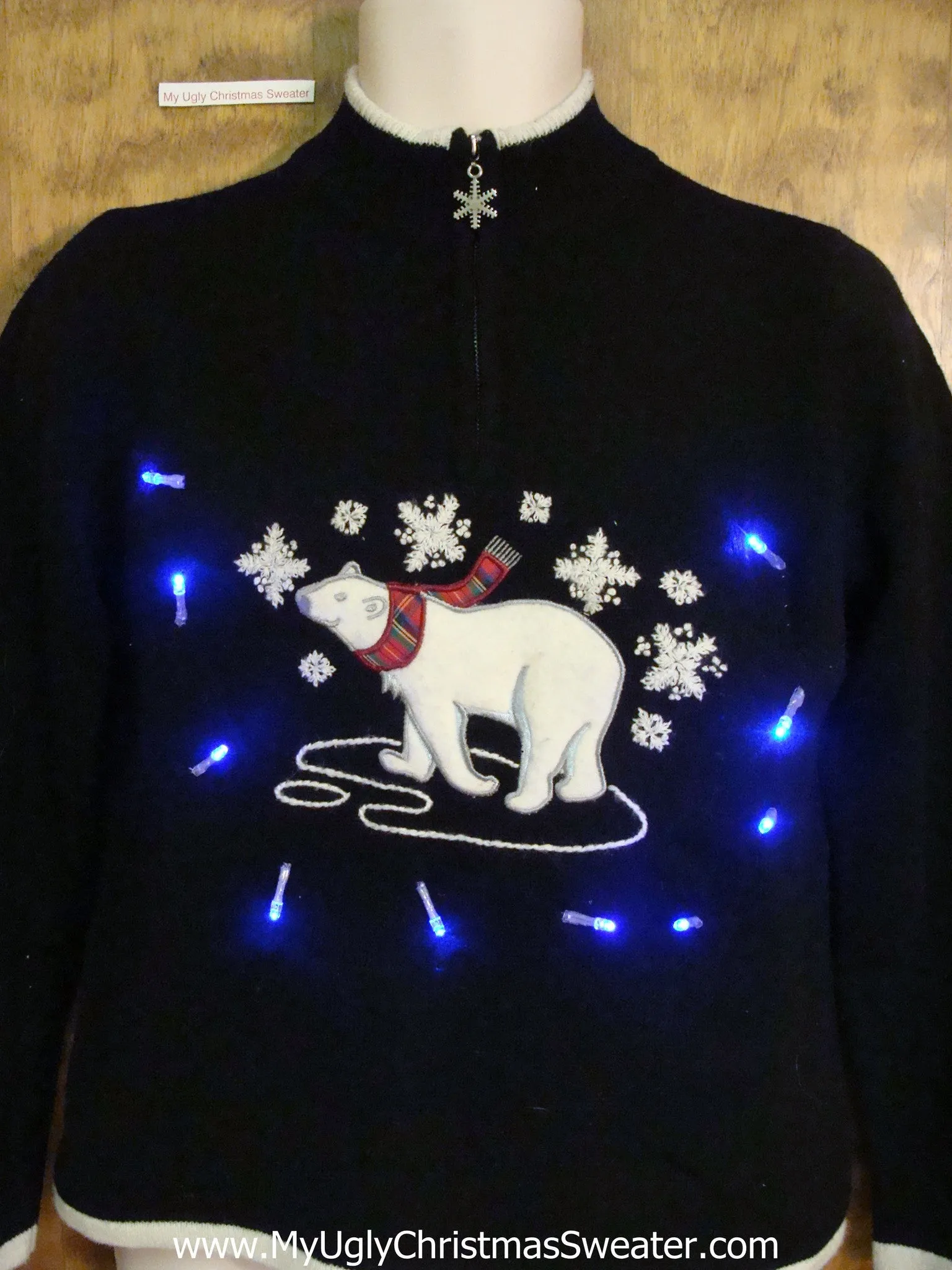 Polar Bear in the Snow Light Up Ugly Xmas Sweater