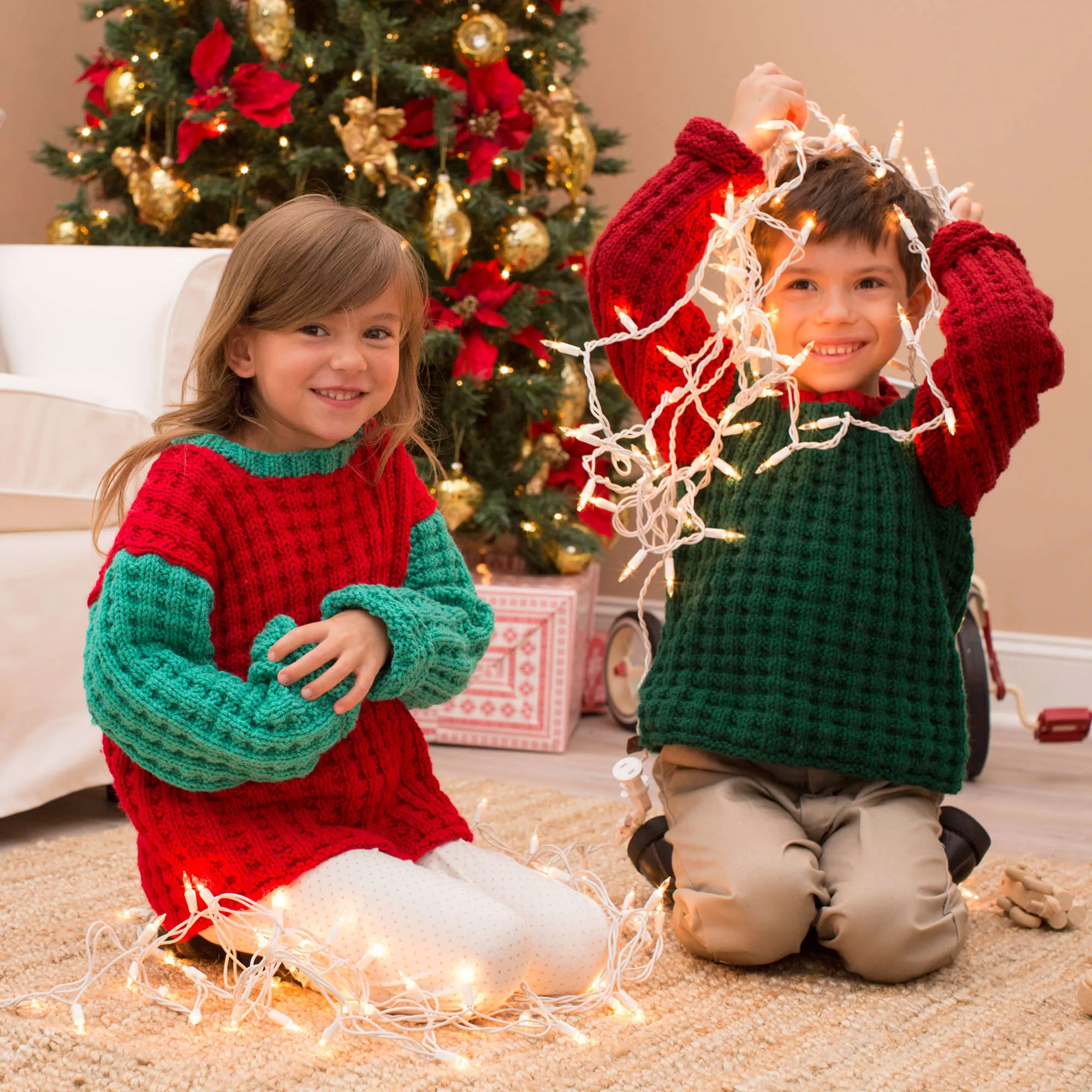 Red Heart Knit Jolly Kid's Sweaters