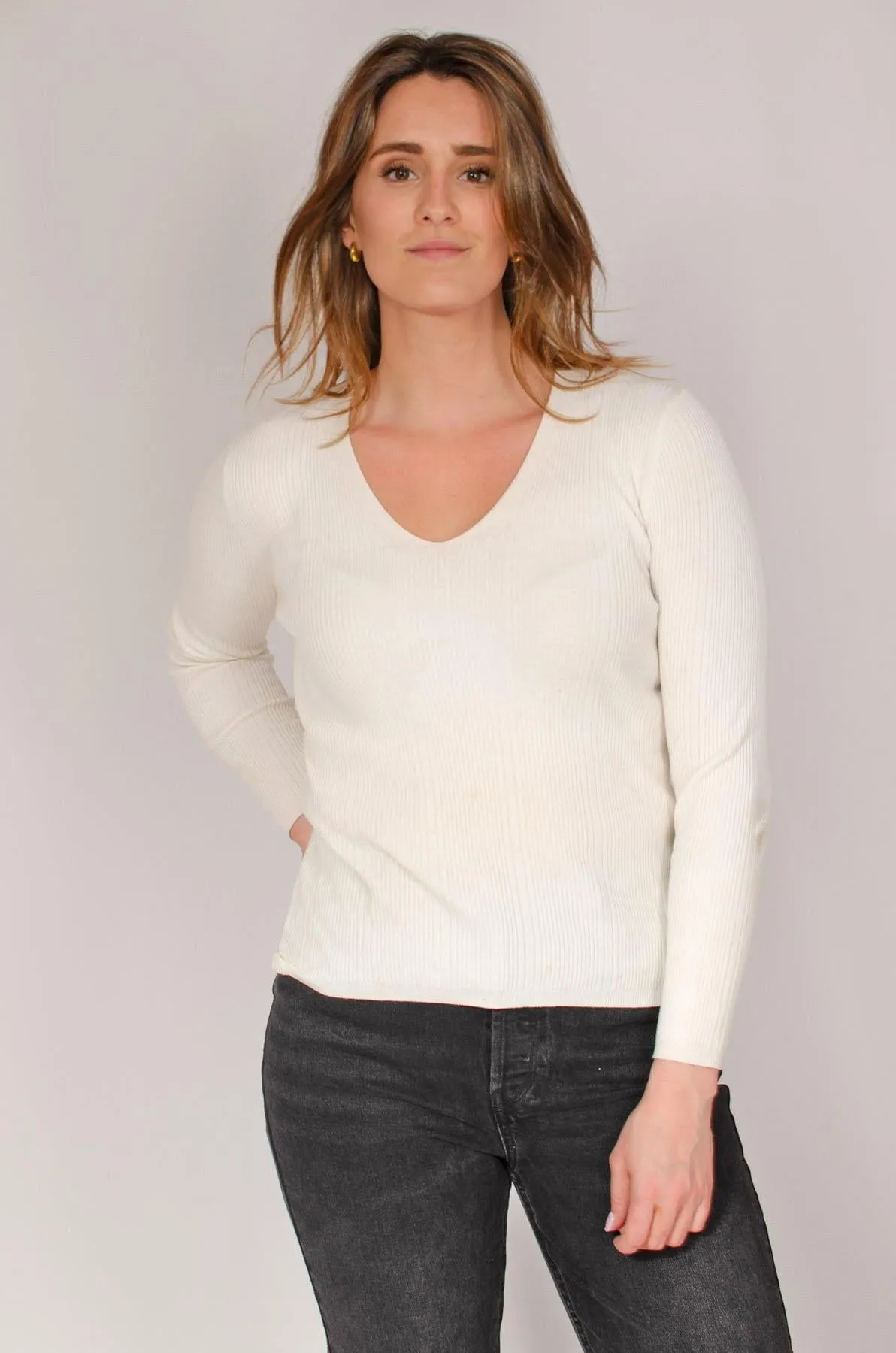 Ribbed V Neck Top