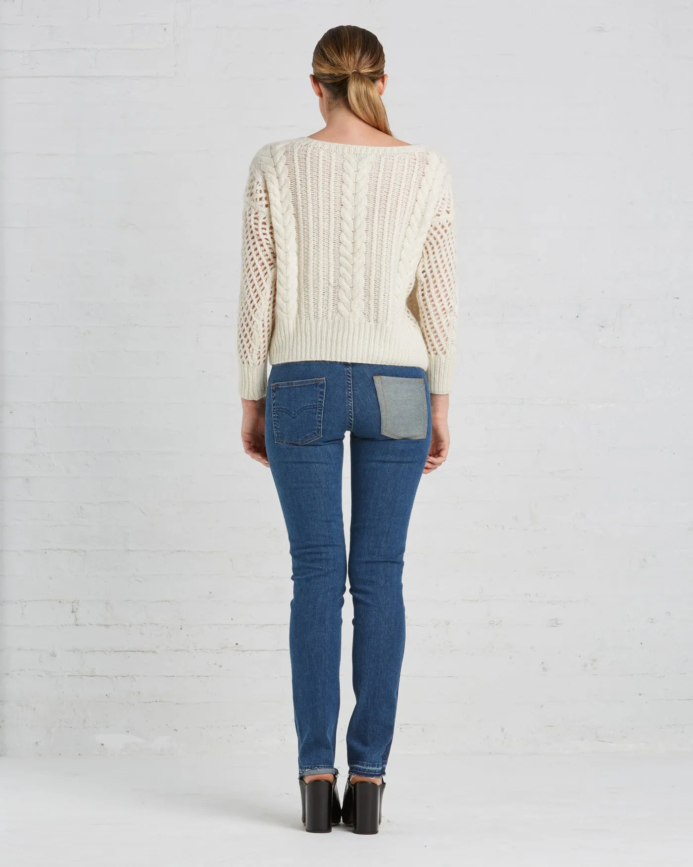 Ryan Roche Cashmere Fisherman Crop Sweater | Ivory