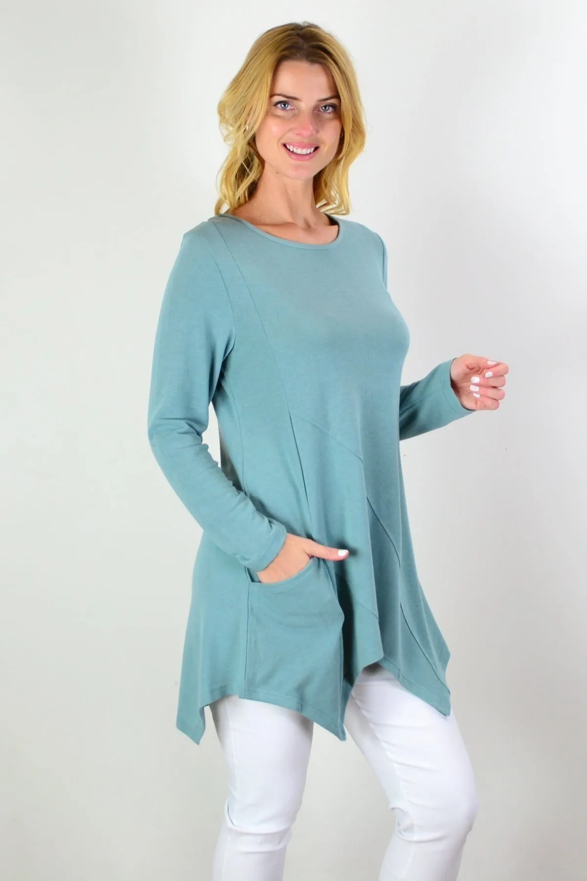 Sage Green Knit Tunic Top