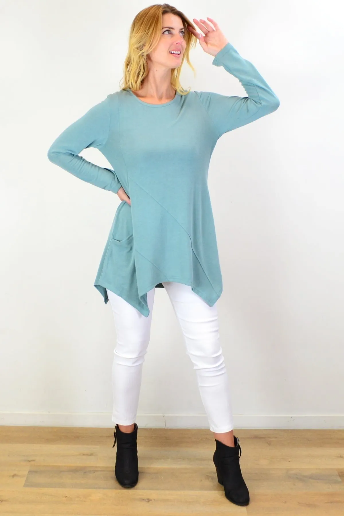 Sage Green Knit Tunic Top