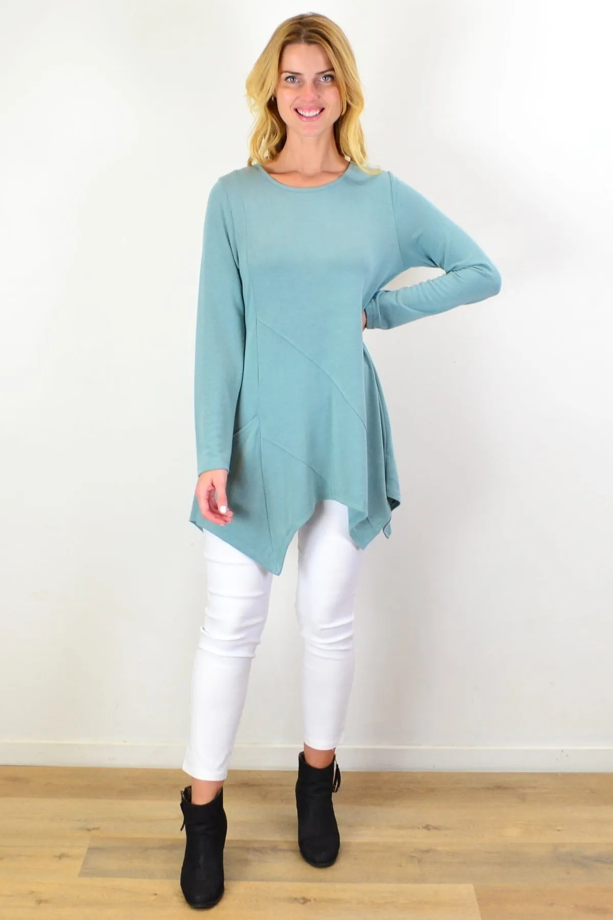 Sage Green Knit Tunic Top