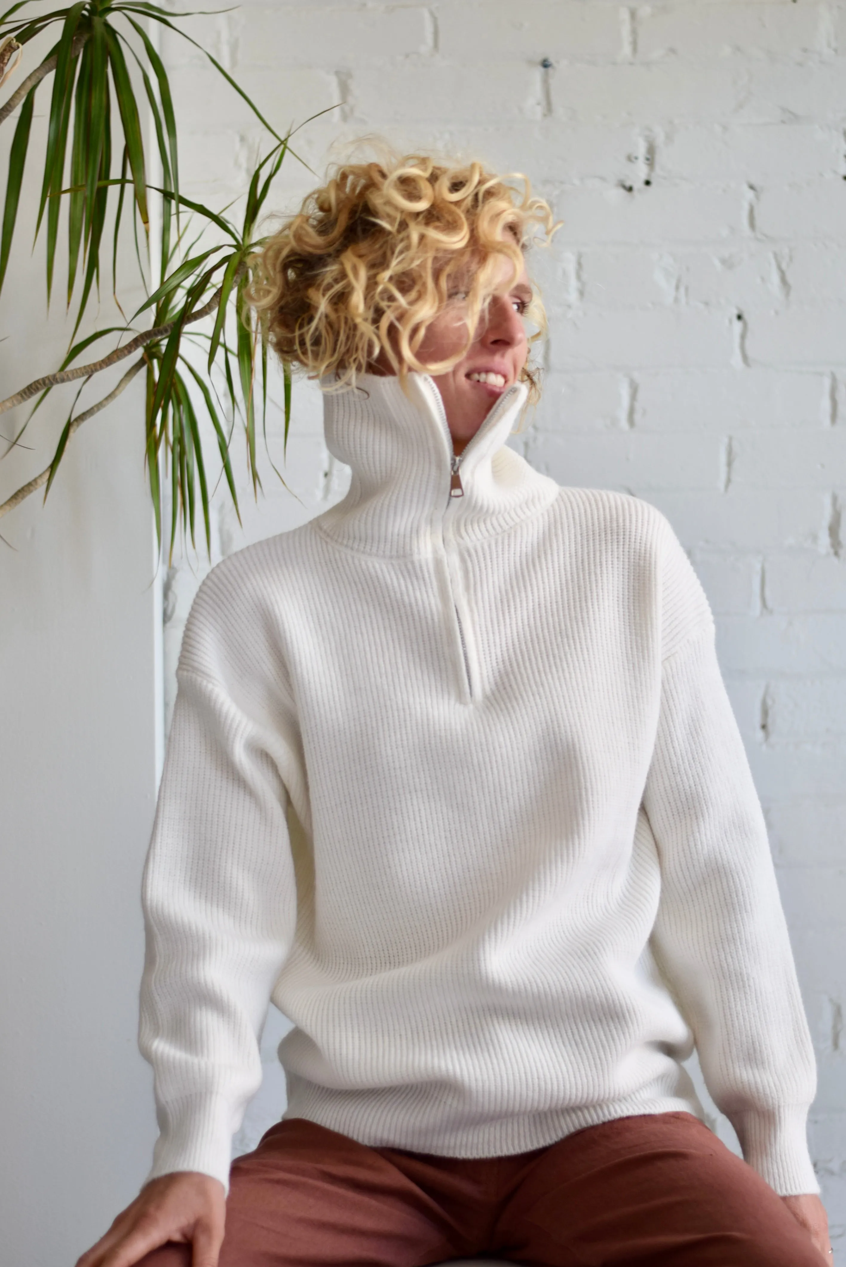 SALE | Harbor Zip Collar Sweater | Snow