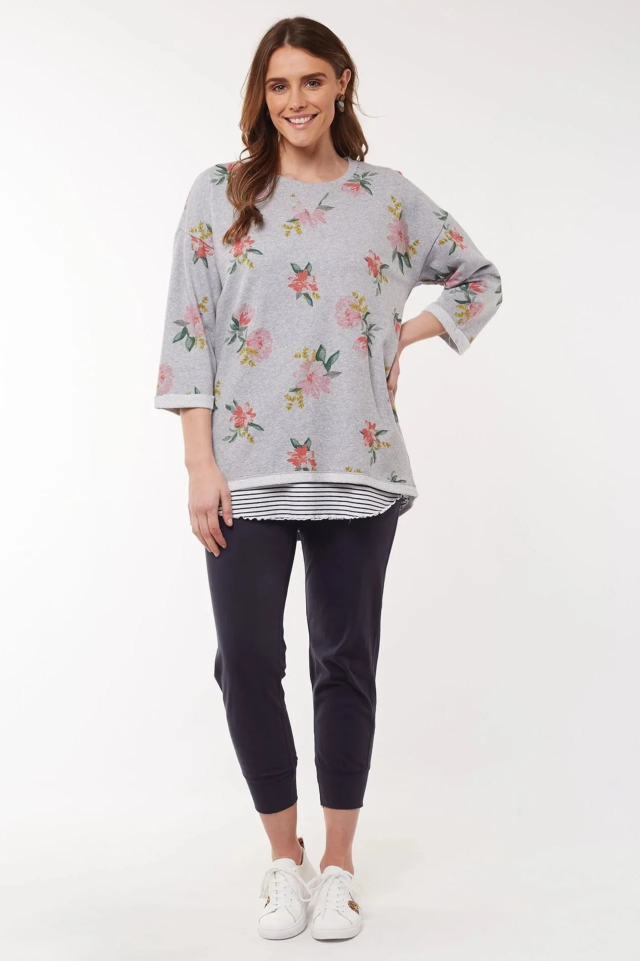 Secret Garden Fleece Crew in Grey Marle