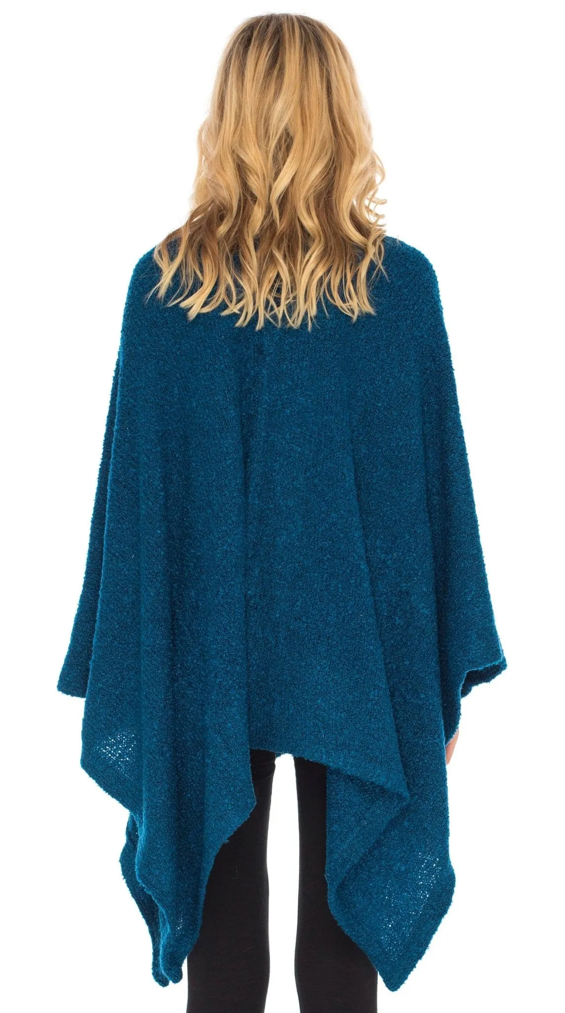 SHU-SHI Women's Cozy Knit Poncho Shawl Wrap - Lightweight Open Front Cape Kimono