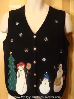 Snowman Family Funny Christmas Sweater Vest