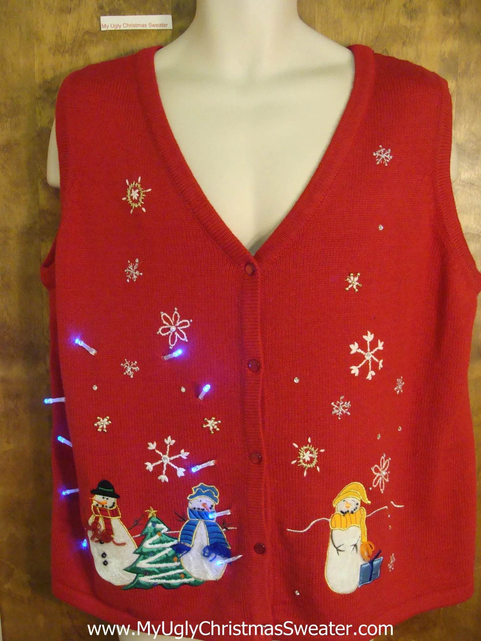 Snowman Party in Snow Light Up Ugly Xmas Sweater Vest