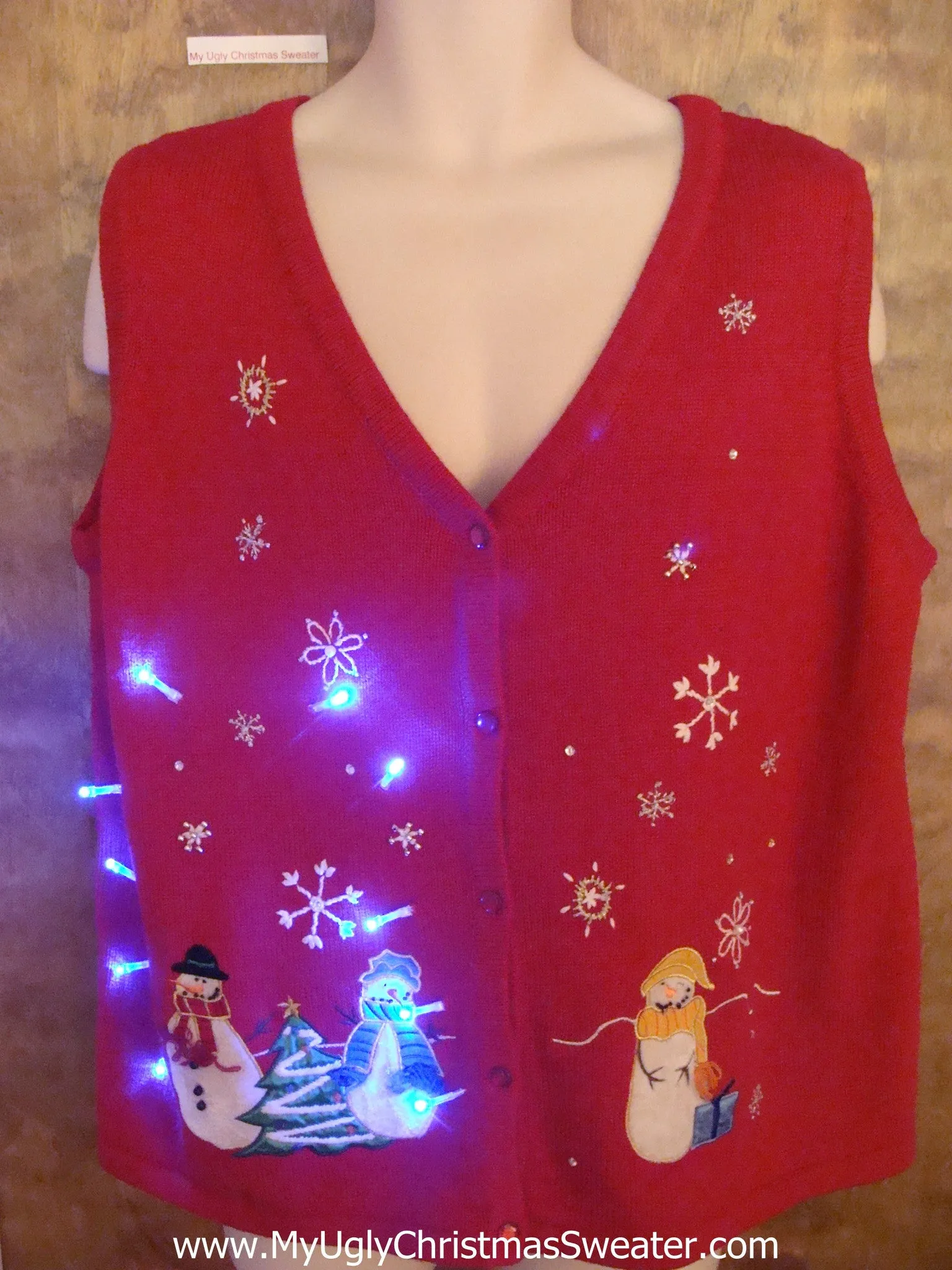 Snowman Party in Snow Light Up Ugly Xmas Sweater Vest