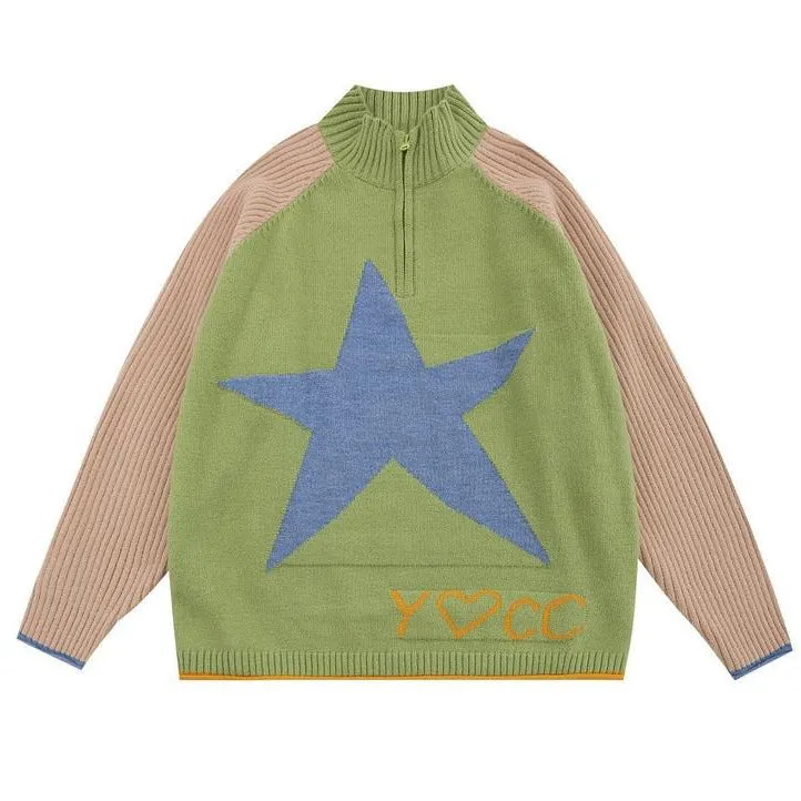 Star Print Zip Up Up Jumper