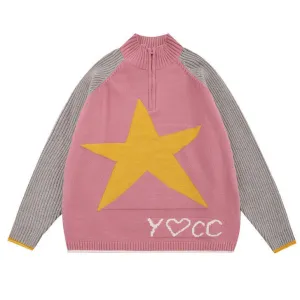 Star Print Zip Up Up Jumper