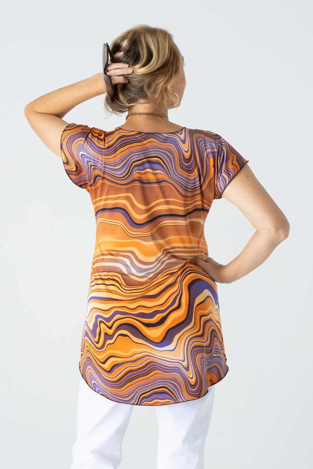 Swirls Print Jersey Knit Tunic Top