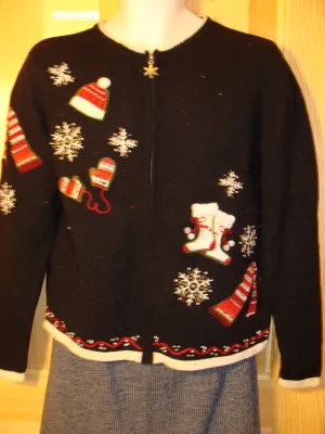 Tacky Cheap Ugly Christmas Sweater with Mittens, Stockings, Hats, and Scarfs (f501)