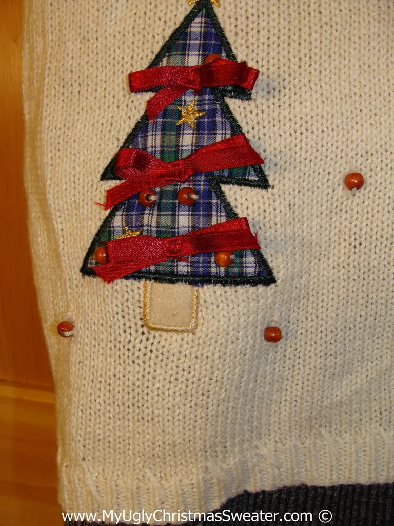 Tacky Christmas Sweater Party Ugly Sweater Vest with Plaid Themed Festive Fun (f925)