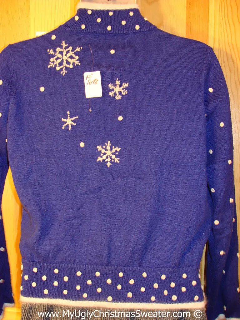 Tacky Holiday Sweater with Snowflakes on Front, Back, and Sleeves (f1048)