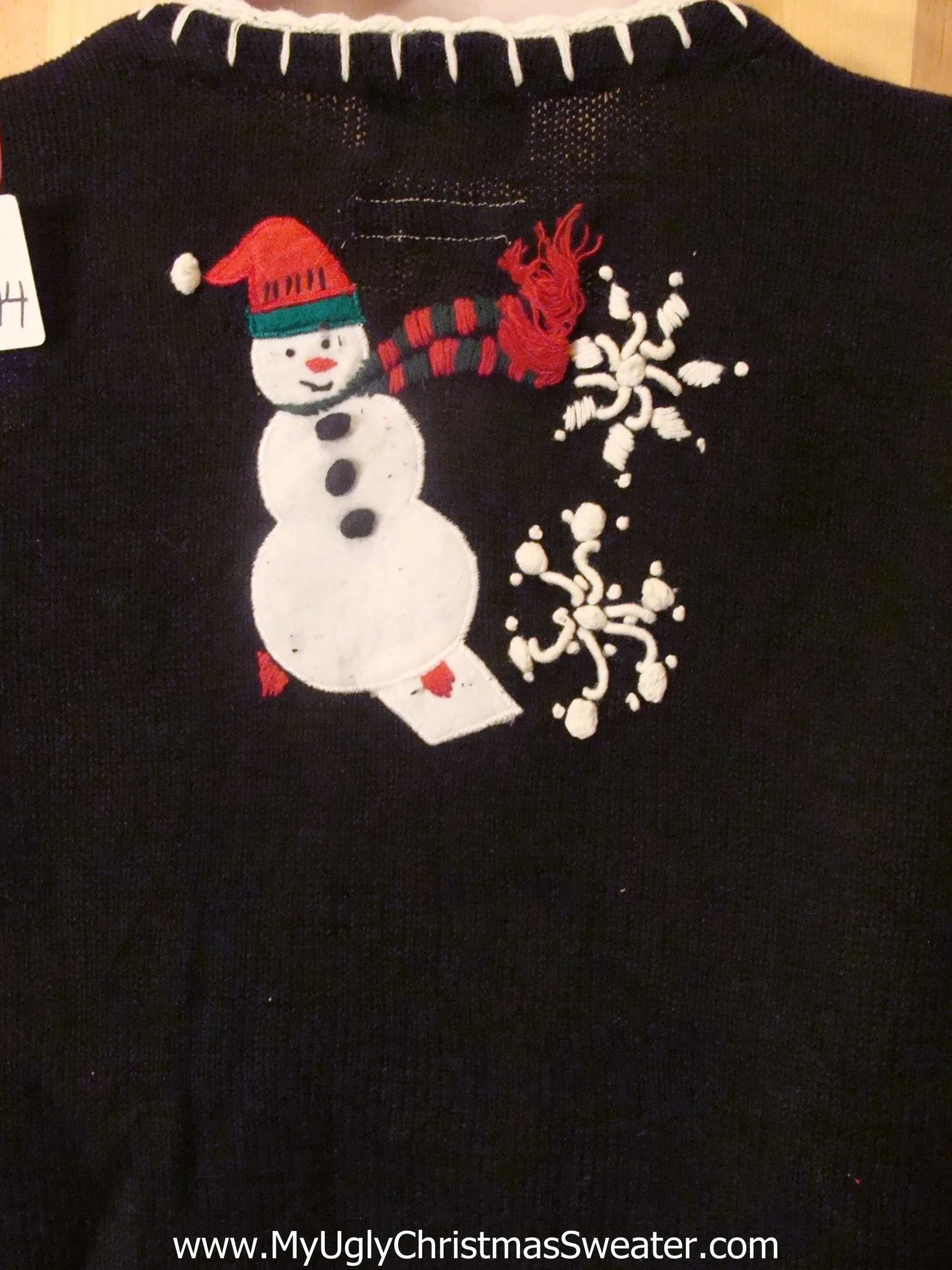 Tacky Light Up Christmas Sweater Vest with Snowmen Front and Back