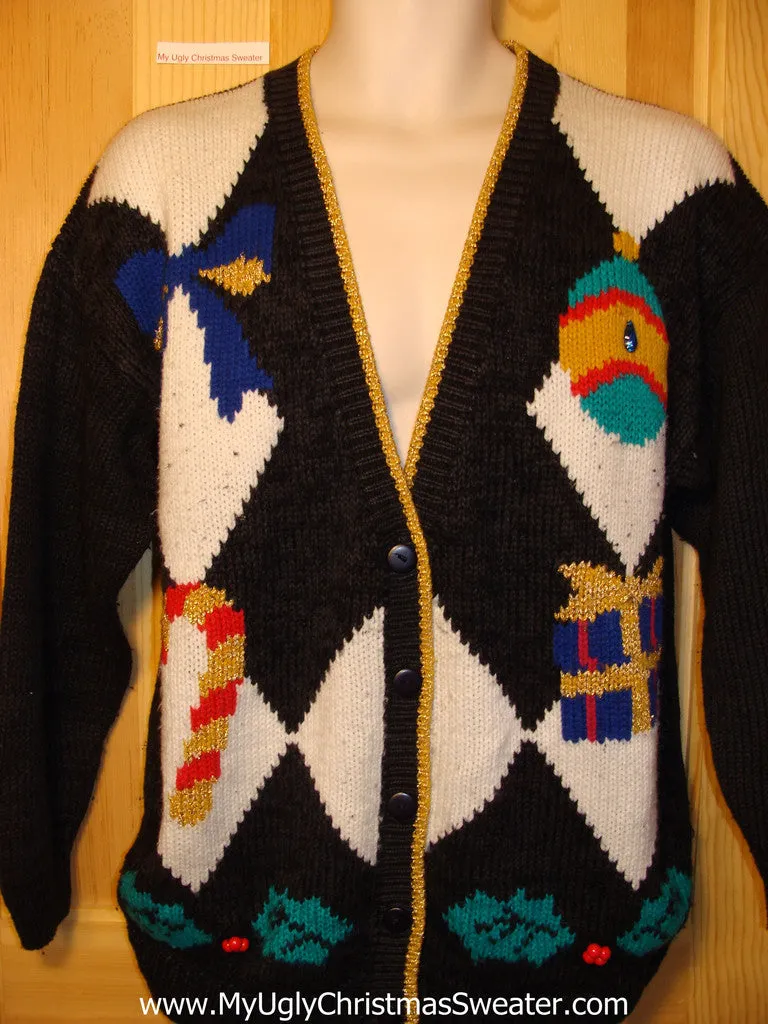 Tacky Ugly Christmas Sweater 80s Bold Pattern (f176)