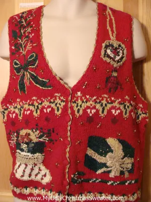 Tacky Ugly Christmas Sweater 80s Vest (f361)