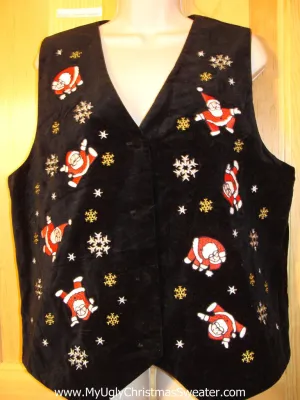 Tacky Ugly Christmas Sweater Party  Vest with Flying Santas (f368)