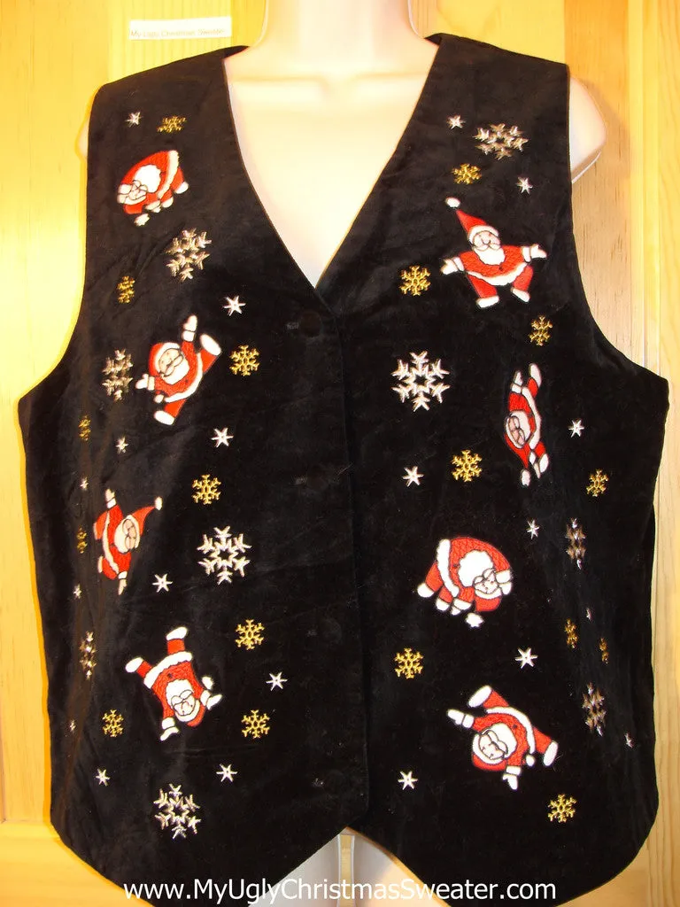 Tacky Ugly Christmas Sweater Party  Vest with Flying Santas (f368)