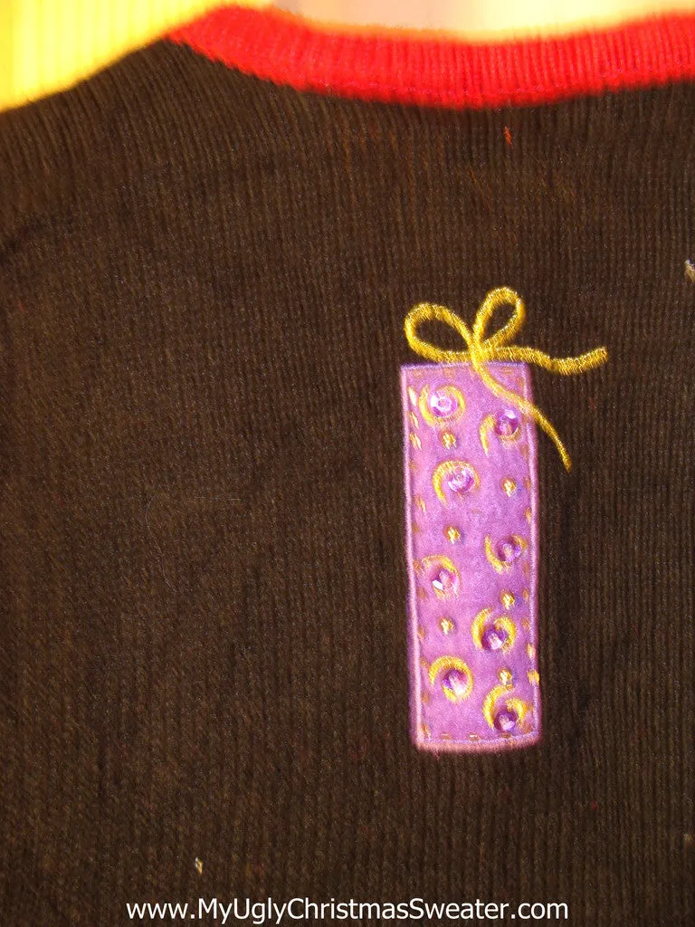 Tacky Ugly Christmas Sweater Vest with Bead Bling and Bears (f401)