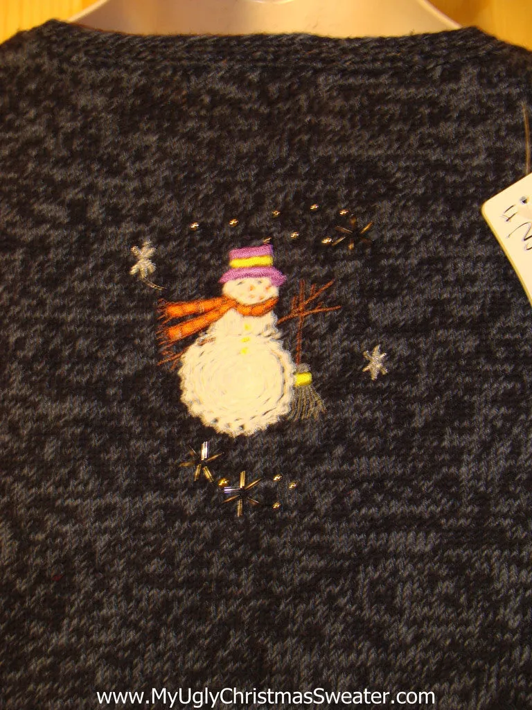 Tacky Ugly Christmas Sweater Vest with Floating Snowmen (f391)