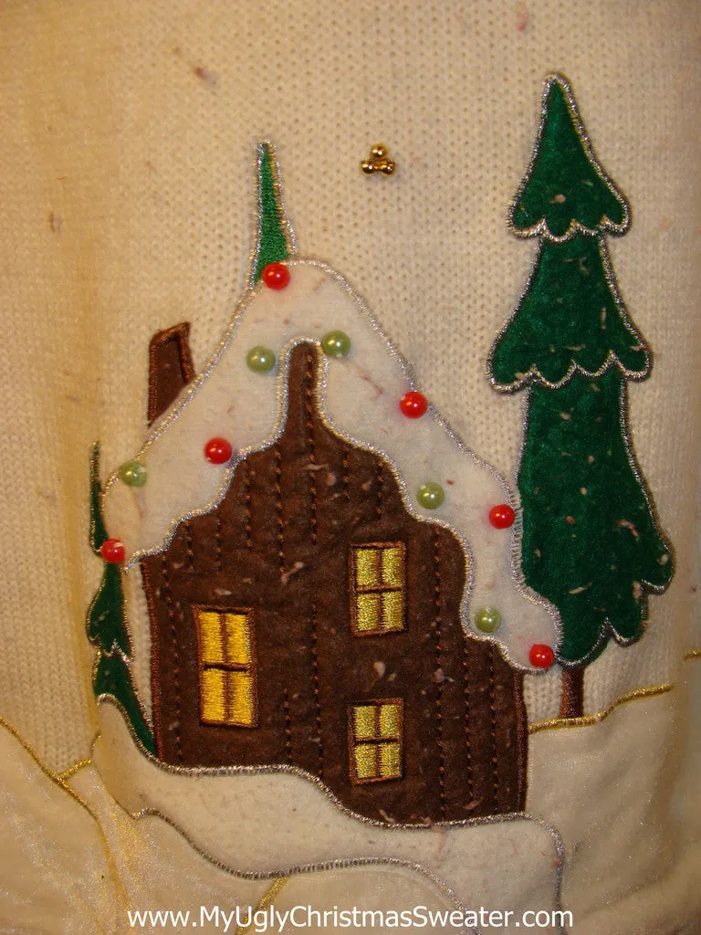 Tacky Ugly Christmas Sweater Winter Scene (f11)