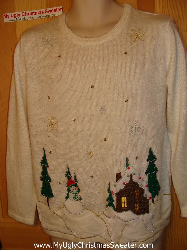 Tacky Ugly Christmas Sweater Winter Scene (f11)