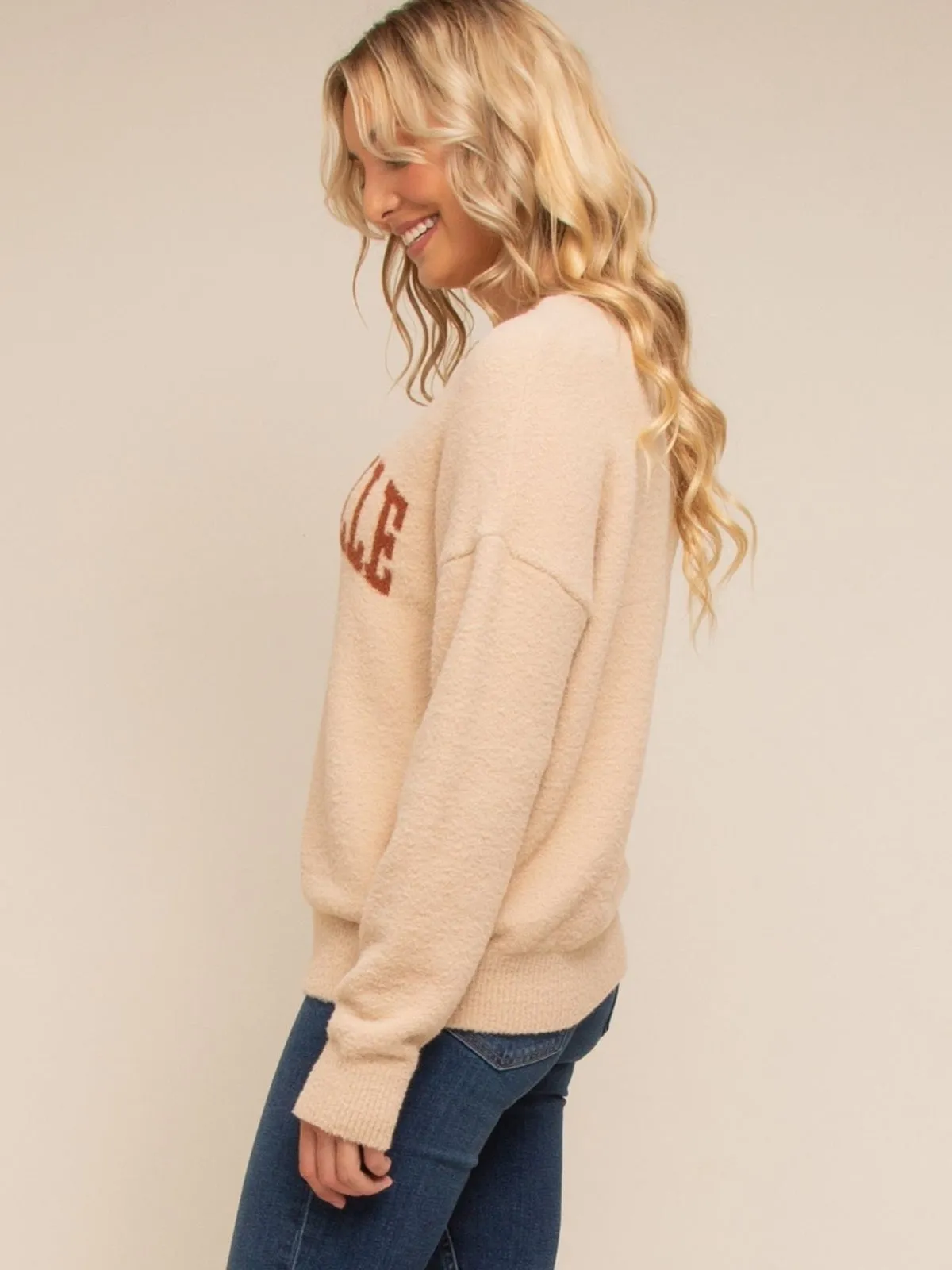 Tan "Nashville" Crew Neck Sweater