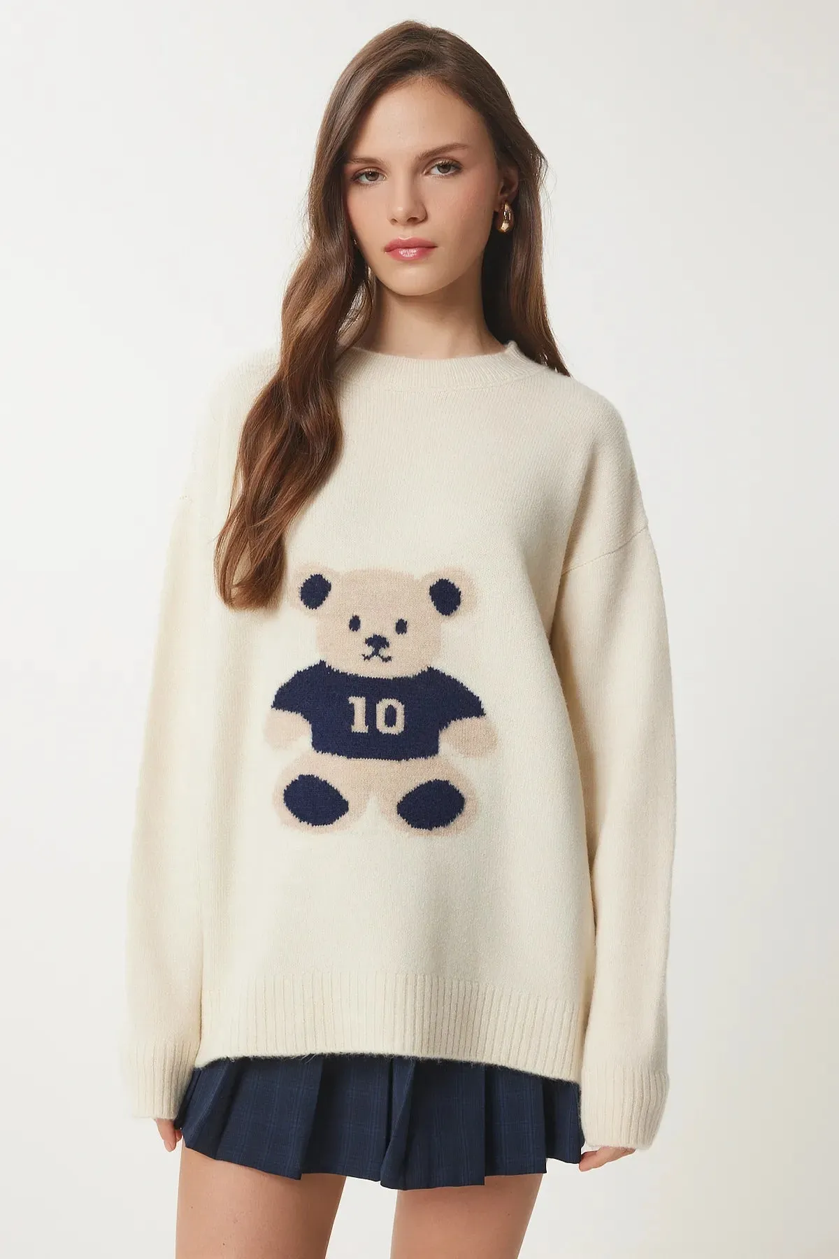 Teddy Bear Textured Soft Knit Sweater CREAM