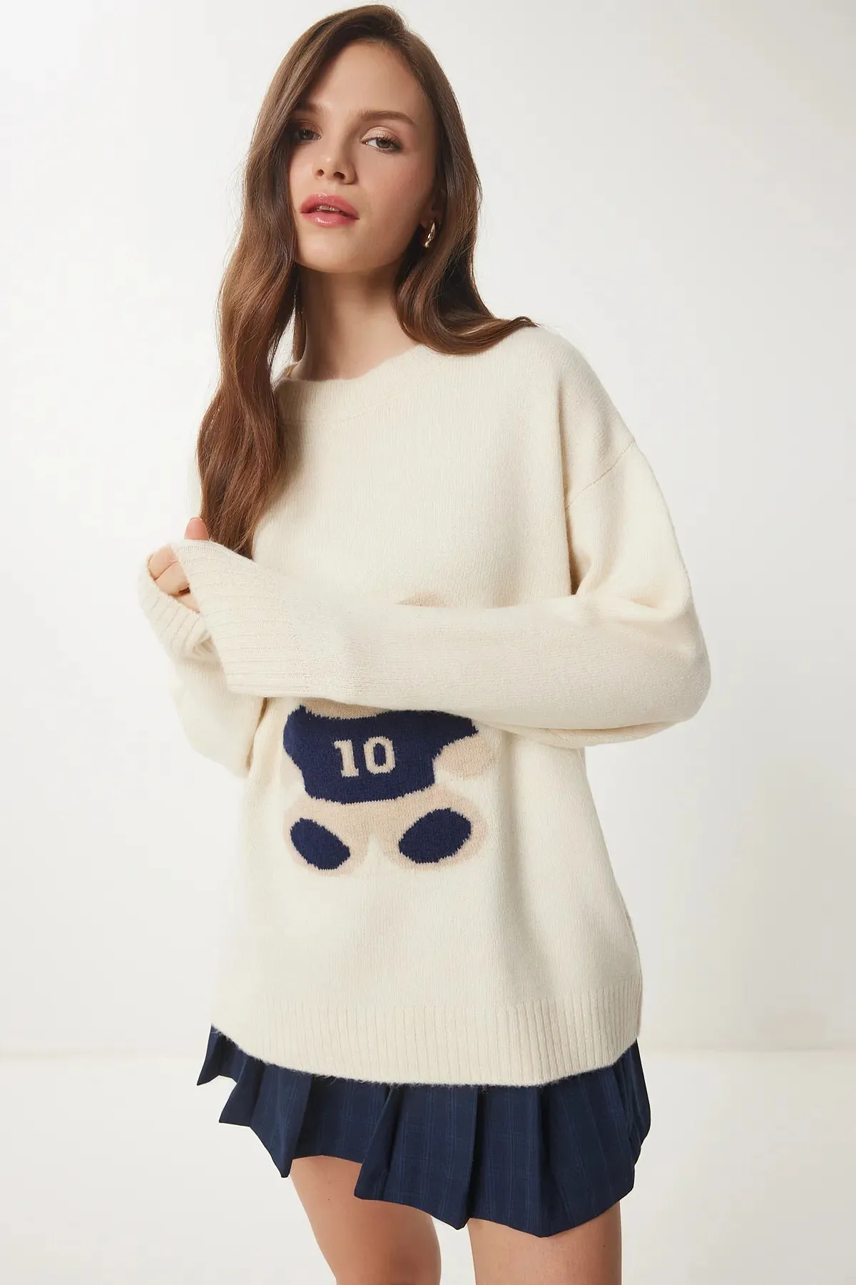 Teddy Bear Textured Soft Knit Sweater CREAM