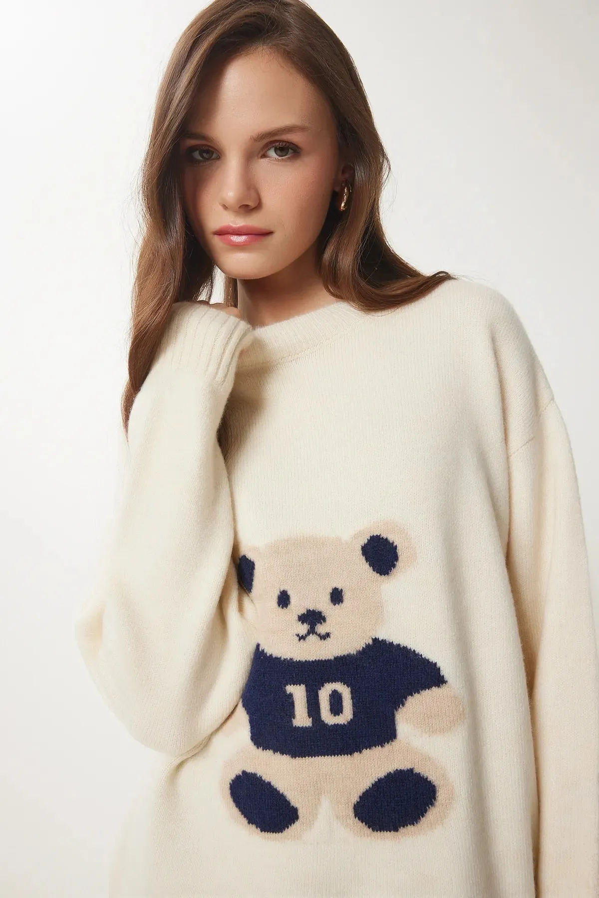 Teddy Bear Textured Soft Knit Sweater CREAM